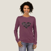 Black Faux Lace Heart Floral Tri-Blend Shirt (Volle Vorderseite)
