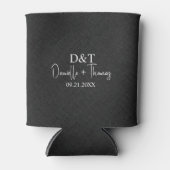 Black Faux Linen Texture Custom White Typography Dosenkühler (Vorderseite)
