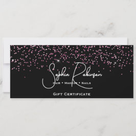 Black & Faux Pink Glitter Gift Certificate Card Einladung
