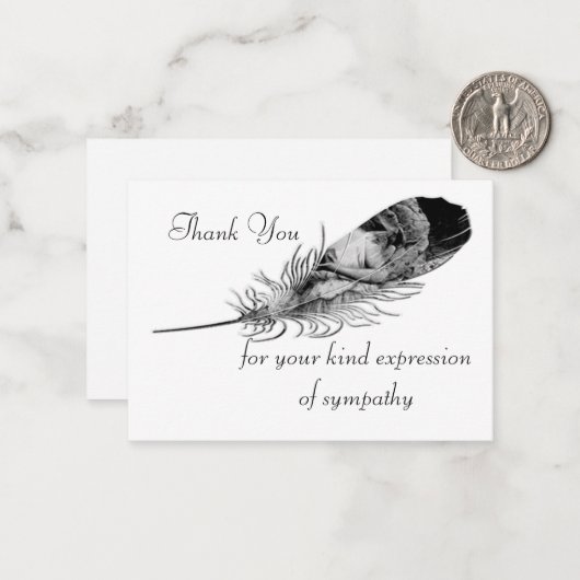 Black Feather Element nach Beerdigung Danke Karte (Vorderseite/Rückseite Beispiel)