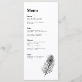 Black Feather Modern Wedding Menu Card Menükarte (Vorderseite)