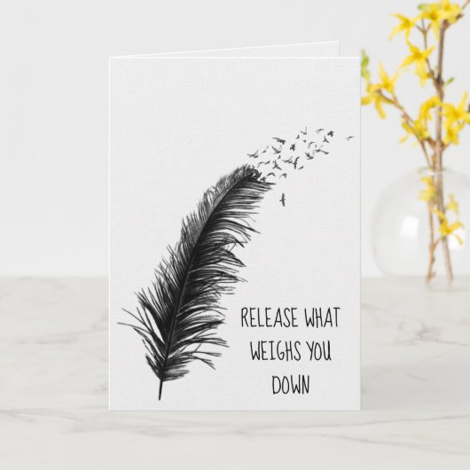 Black Feather und Birds Karte (Gelbe Blume)