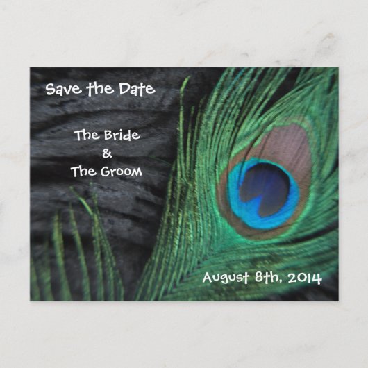 Black Feathers Save the Date Ankündigungspostkarte (Vorderseite)