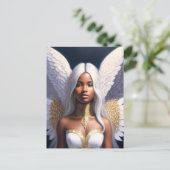 Black Female Angel White Wings Art Postkarte (Stehend Vorderseite)