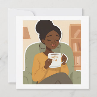 Black Female Drinking Coffee Einladung