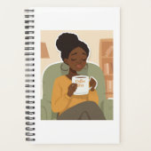 Black Female Drinking Coffee Planer (Vorderseite)