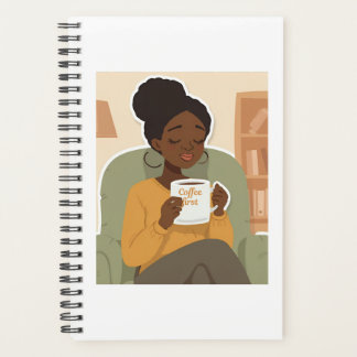Black Female Drinking Coffee Planer