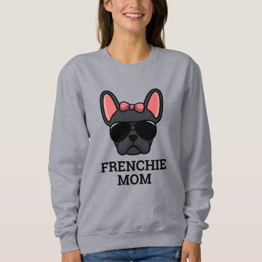 Black Female French Bulldog Frenchie Dog Mama Sweatshirt (Vorderseite)