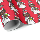 Black Female Nurse Gift Wrap Geschenkpapier (Rolleneckpunkt)