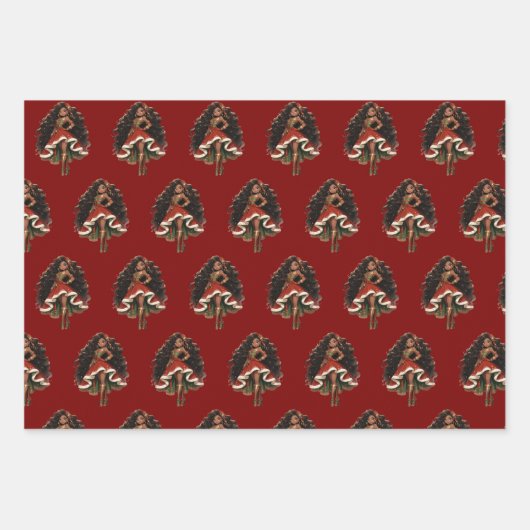 Black Female Nutcracker Dancer Gift Wrapping Paper Geschenkpapier Set (Vorderseite 2)
