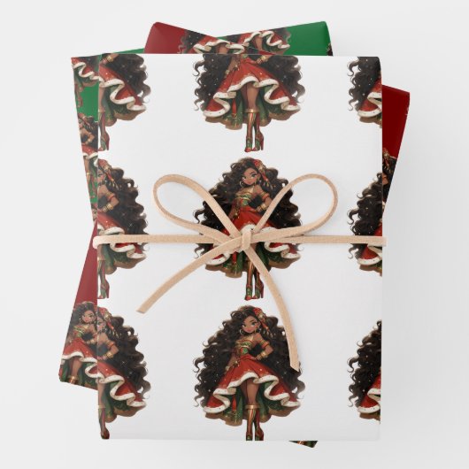 Black Female Nutcracker Dancer Gift Wrapping Paper Geschenkpapier Set (Beispiel)