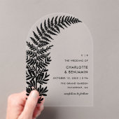 Black Fern Moderne Minimalistische Arch Wedding Acryleinladungen (Insitu (Handheld))