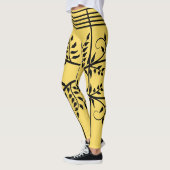 Black Fern Muster Aspen Gold Futuristic Athletic Leggings (Links)