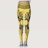 Black Fern Muster Aspen Gold Futuristic Athletic Leggings (Vorderseite)