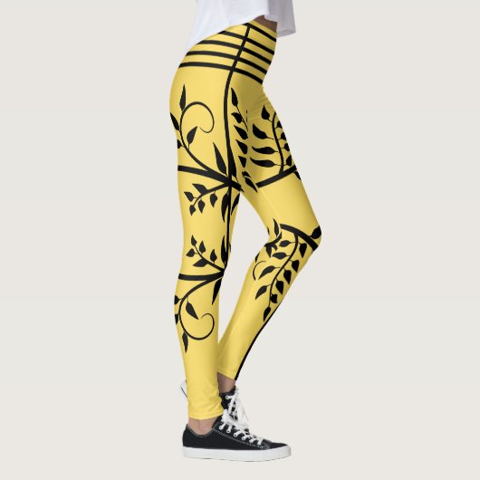 Black Fern Muster Aspen Gold Futuristic Athletic Leggings (Rechts)