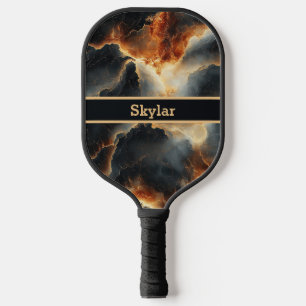 Black Fiery Cosmos Personalisiert Pickleball Paddl Schläger