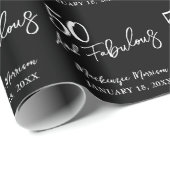 Black Fifty and Fabulous Script Birthday Party Geschenkpapier (Rolleneckpunkt)