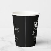 Black Fifty and Fabulous Script Birthday Party Pappbecher (Rechts)