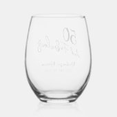 Black Fifty and Fabulous Script Birthday Party Weinglas Ohne Stiel (Rückseite)