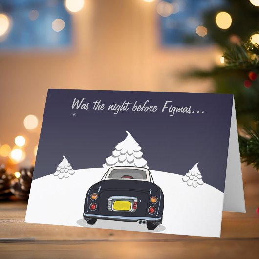 Black Figaro Car Weihnachtskarte Feiertagskarte
