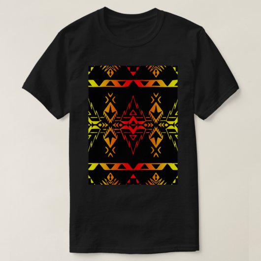 Black Fire Color Native Geo Print V4 T-Shirt (Design vorne)