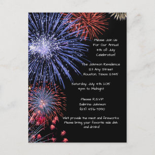 Black Fireworks 4. Juli Party Einladung
