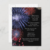 Black Fireworks 4. Juli Party Einladung (Vorne/Hinten)