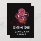 Black Fireworks Birthday Bash Einladungen (Vorne/Hinten)