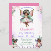 Black First Fairy Whimsical Geburtstag Einladung (Vorne/Hinten)