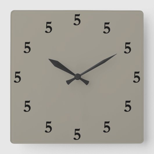 Black Five o'Clock irgendwo, Aluminium Silber Grau Quadratische Wanduhr (Vorderseite)