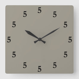 Black Five o'Clock irgendwo, Aluminium Silber Grau Quadratische Wanduhr