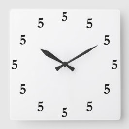 Black Five oClock Irgendwo auf Weiß Quadratische Wanduhr