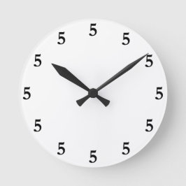 Black Five oClock Irgendwo auf Weiß Runde Wanduhr