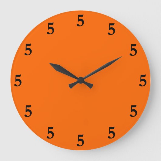 Black Five oClock Irgendwo in Orange Große Wanduhr (Vorderseite)