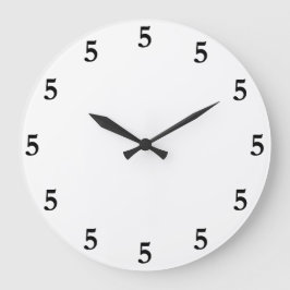 Black Five o'Clock Somewhere on White Große Wanduhr