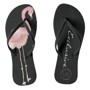 Black Flamingo Flip Flops Badesandalen