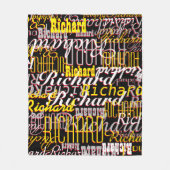 Black Fleece Blanket wahnsinnig gemustert mit Name (Vorderseite)
