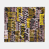 Black Fleece Blanket wahnsinnig gemustert mit Name (Vorderseite (Horizontal))