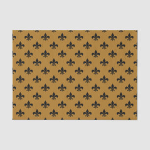 Black Fleur-de-lis auf Matte Gold Seidenpapier