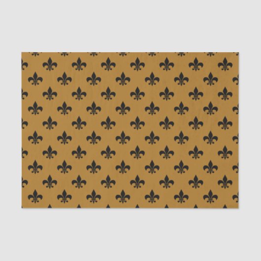 Black Fleur-de-lis auf Matte Gold Seidenpapier (Vorderseite)