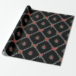 Black Floral and Lattice Sweet Valentine Geschenkpapier