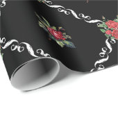 Black Floral and Lattice Sweet Valentine Geschenkpapier (Rolleneckpunkt)