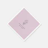 Black Floral Art Line Bouquet Lilac Wedding Serviette (Ecke)