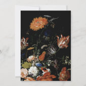 Black Floral Boho Chic Wedding Einladung (Rückseite)