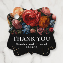 Black Floral Botanical Moody Wedding Vielen Dank Geschenkanhänger