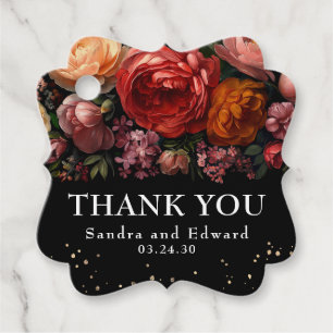 Black Floral Botanical Moody Wedding Vielen Dank Geschenkanhänger