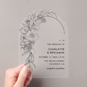 Black Floral Bouquet Arch Wedding Acryleinladungen (Insitu (Handheld))