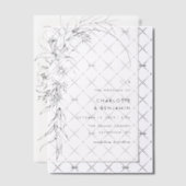 Black Floral Bouquet Arch Wedding Pergament Einladungen (Versetzt (Einladung))