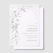 Black Floral Bouquet Arch Wedding Pergament Einladungen (Versetzt)