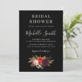 Black Floral Bridal Shower Einladung (Stehend Vorderseite)